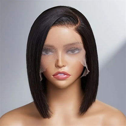 Parrucca Bob 13X4 Capelli Umani Lisci Frontale in Pizzo Trasparente per Donne, Parrucche Naturali con Lace