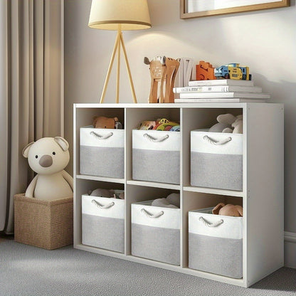 Contenitore Pieghevole con Manici, Cesto in Tessuto per Organizzare Mensole, Armadi e Guardaroba; Robusto e Leggero per l'Organizzazione Domestica, Cesti per Scaffali