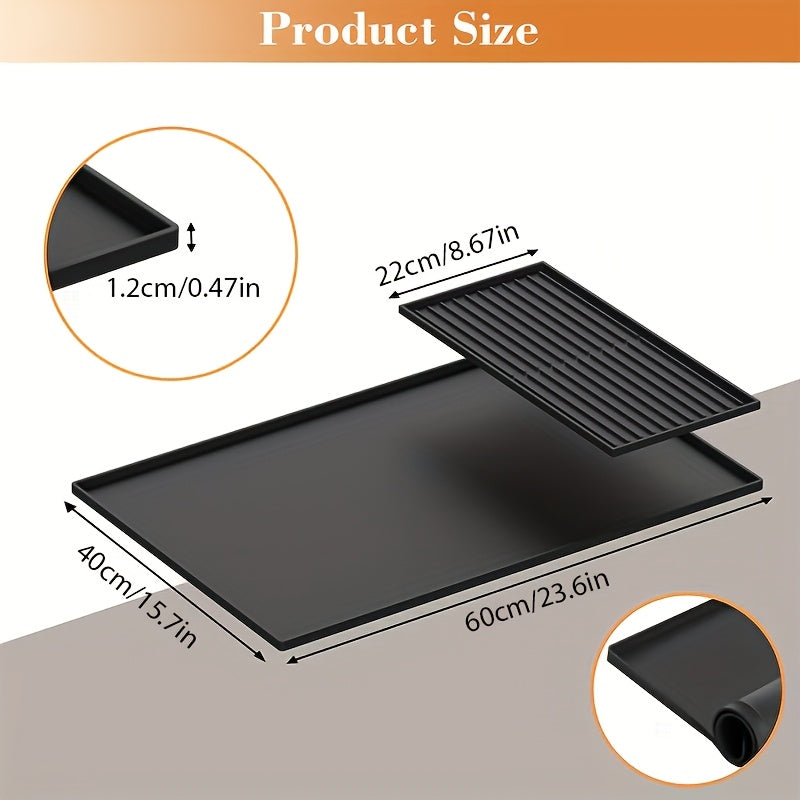 Tappetino da Caffè in Silicone 2-in-1 con Bordi Sollevati e Design Antiscivolo - Facile da Pulire, Durevole 59,94 cm X 40,13 cm Tappetino per Macchine da Caffè, Ideale per Uso Domestico e in Ufficio, Accessori per Bar Caffè, Regalo Perfetto per gli Amanti