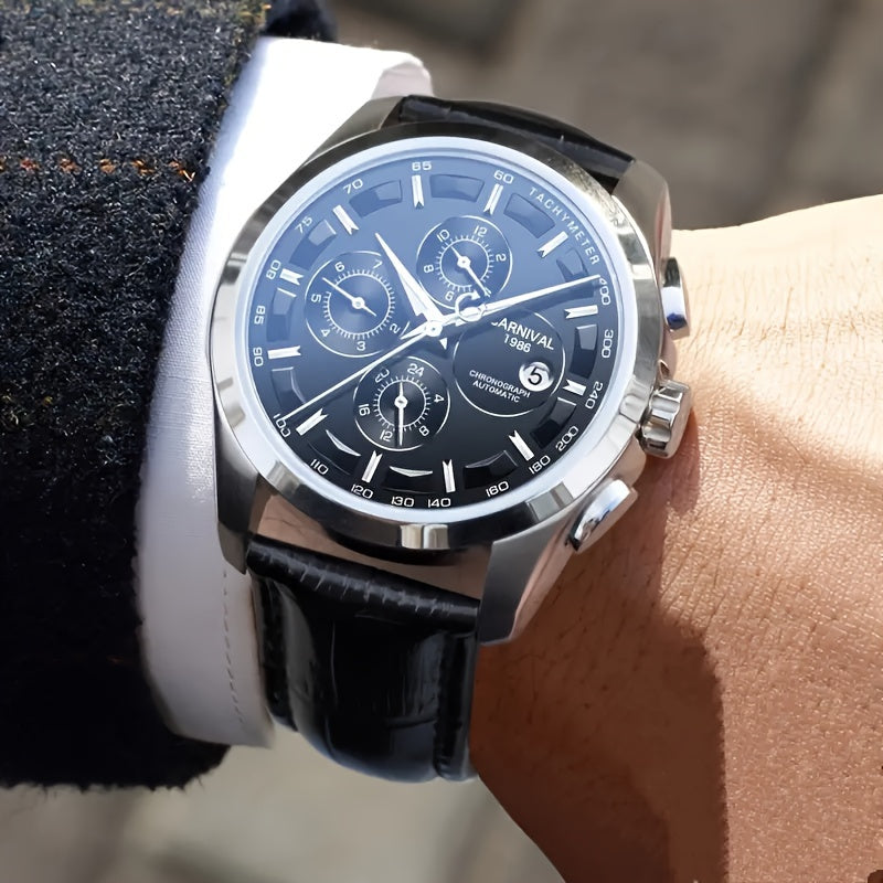 [I&W CARNIVAL] Orologio Meccanico Automatico Multifunzione Uomo, Orologio Sportivo alla Moda con Calendario e Impermeabile fino a 30m