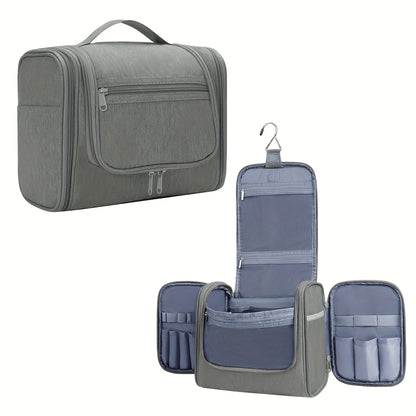 Grande Borsa da Toilette Multitasca con Gancio, Organizzatore di Trucco Elegante per Donne e Uomini, Chiusura con Cerniera Resistente, Design con Maniglia Superiore, Borsa da Viaggio per Toilette, Regalo di Natale