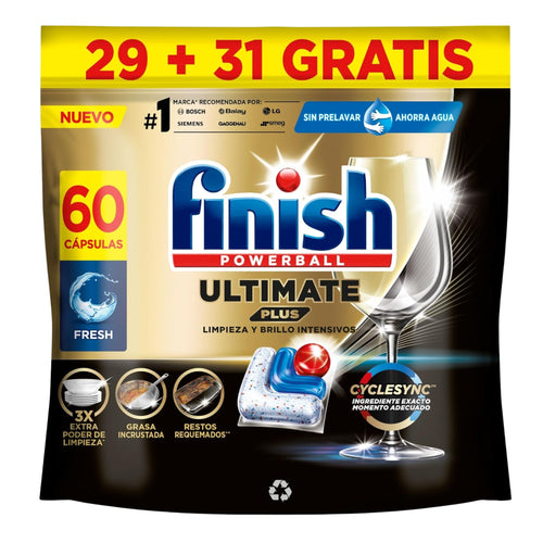 Finish Powerball Ultimate All in 1 - 60 Capsule per Lavastoviglie (732G) - Brillantezza e Pulizia Intensiva