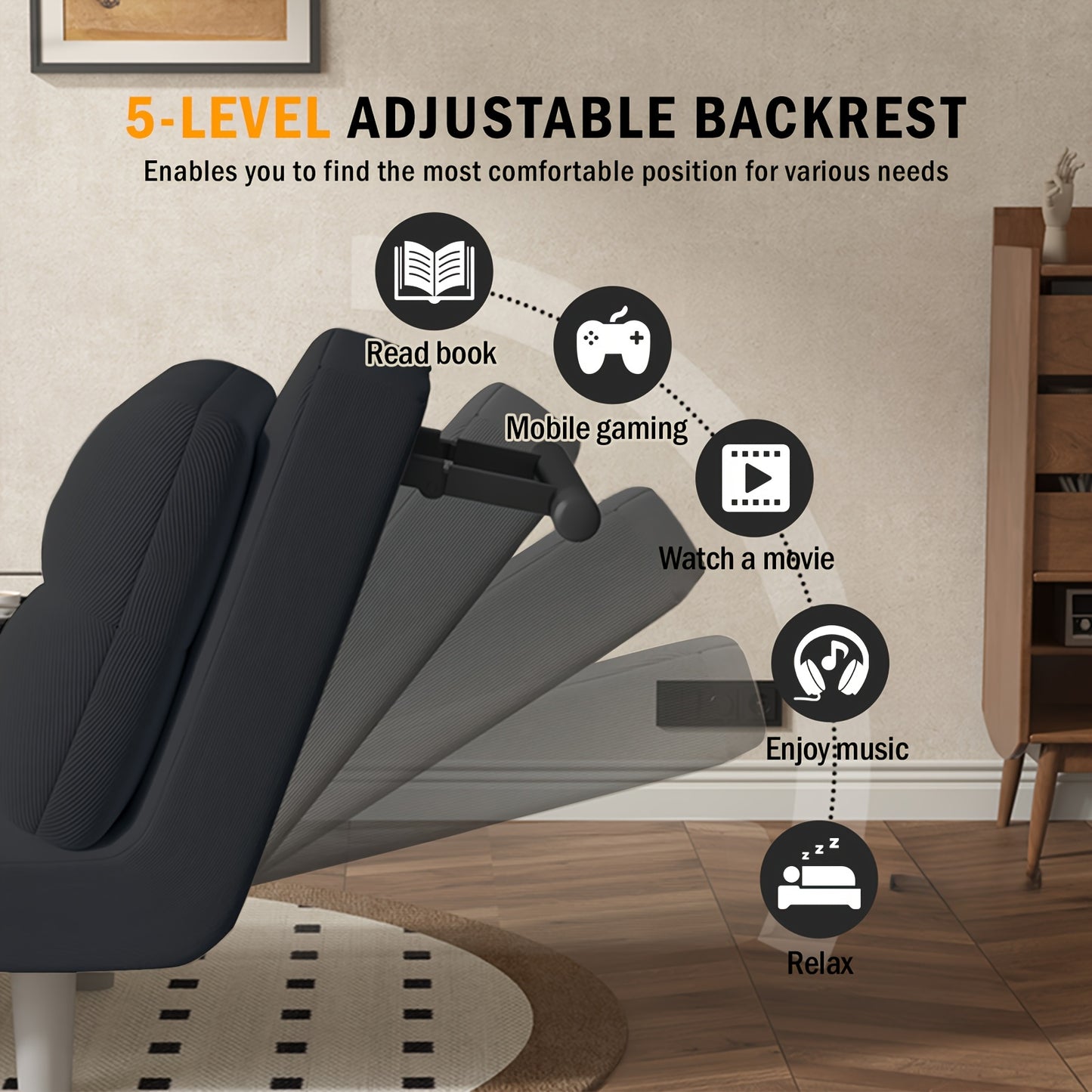 Poltrona Convertibile, Divano Letto e Sedia a Sdraio 3 in 1 con Cinque Posizioni Regolabili per Schienale e Cuscino Seduta, Realizzata in Tessuto Velluto a Coste. Perfetta per Camere da Letto, Soggiorni e Appartamenti