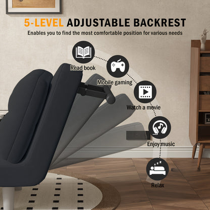 Poltrona Convertibile, Divano Letto e Sedia a Sdraio 3 in 1 con Cinque Posizioni Regolabili per Schienale e Cuscino Seduta, Realizzata in Tessuto Velluto a Coste. Perfetta per Camere da Letto, Soggiorni e Appartamenti