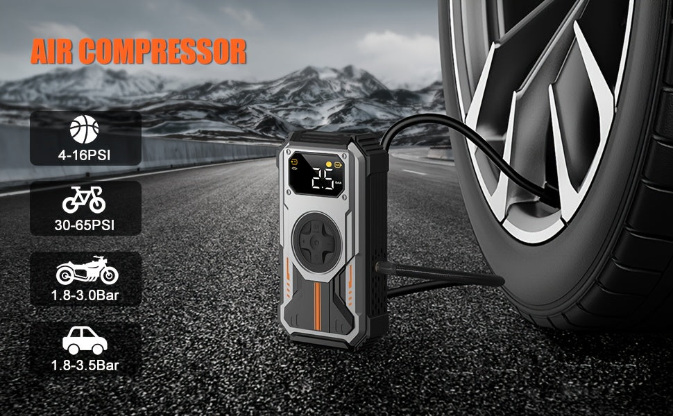 Swarey 12000Mah Avviatore di Emergenza per Auto con Compressore d'Aria, 150PSI 6000A Corrente di Picco Avviatore di Emergenza per Tutti i Motori a Benzina e Diesel da 10.0L, Avviatore di Emergenza con LED