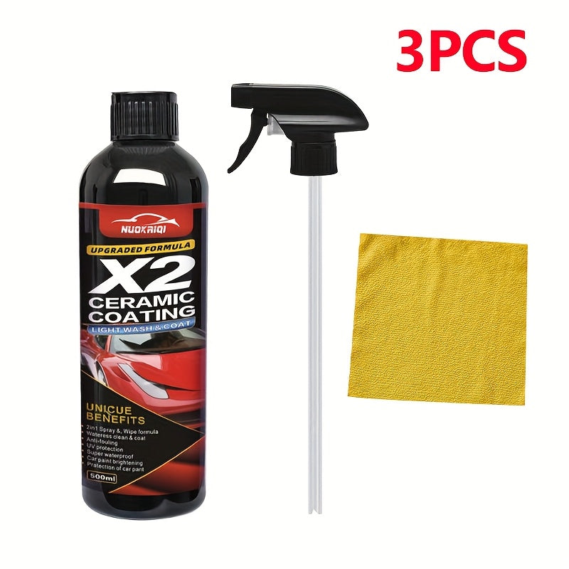 Nano-cristalli Rivestimento Ceramico Rapido - Cura Auto Idrofobica Avanzata Migliora la Lucentezza del Veicolo - 500ML
