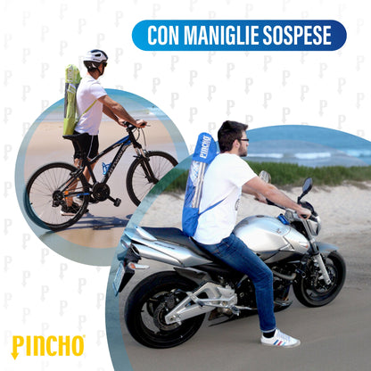 Ombrello da Spiaggia Pieghevole da 180CM, UV50+ Leggero 1,5kg, Ideale per Moto, Bici e Campeggio, Asta in Acciaio Resistente al Vento con Borsa da Trasporto