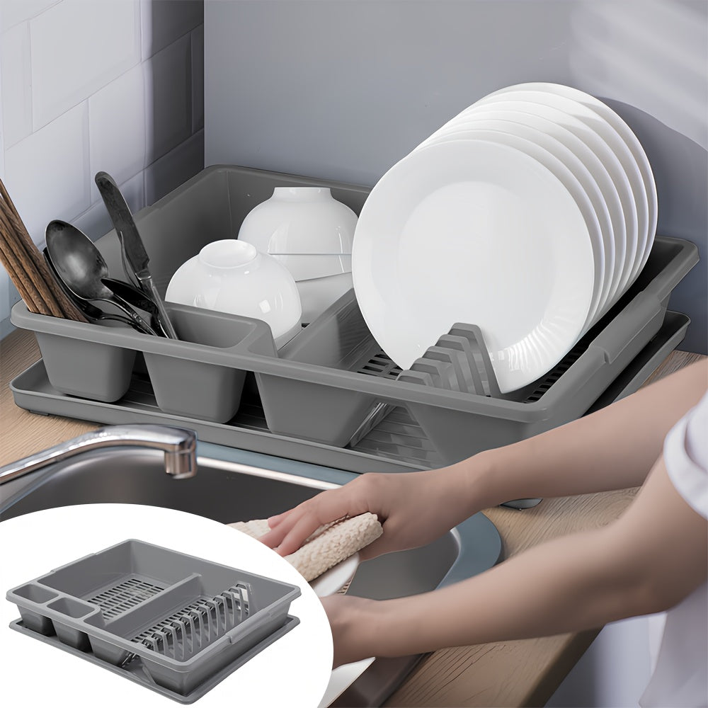 1 pz Cestello scolapiatti da cucina, scolapiatti, scolapiatti per lavello, grigio, con supporto inferiore per lavello, base vaschetta antigoccia, drenaggio rapido, robusto e durevole, adatto per scolare piatti, bacchette e cucchiai