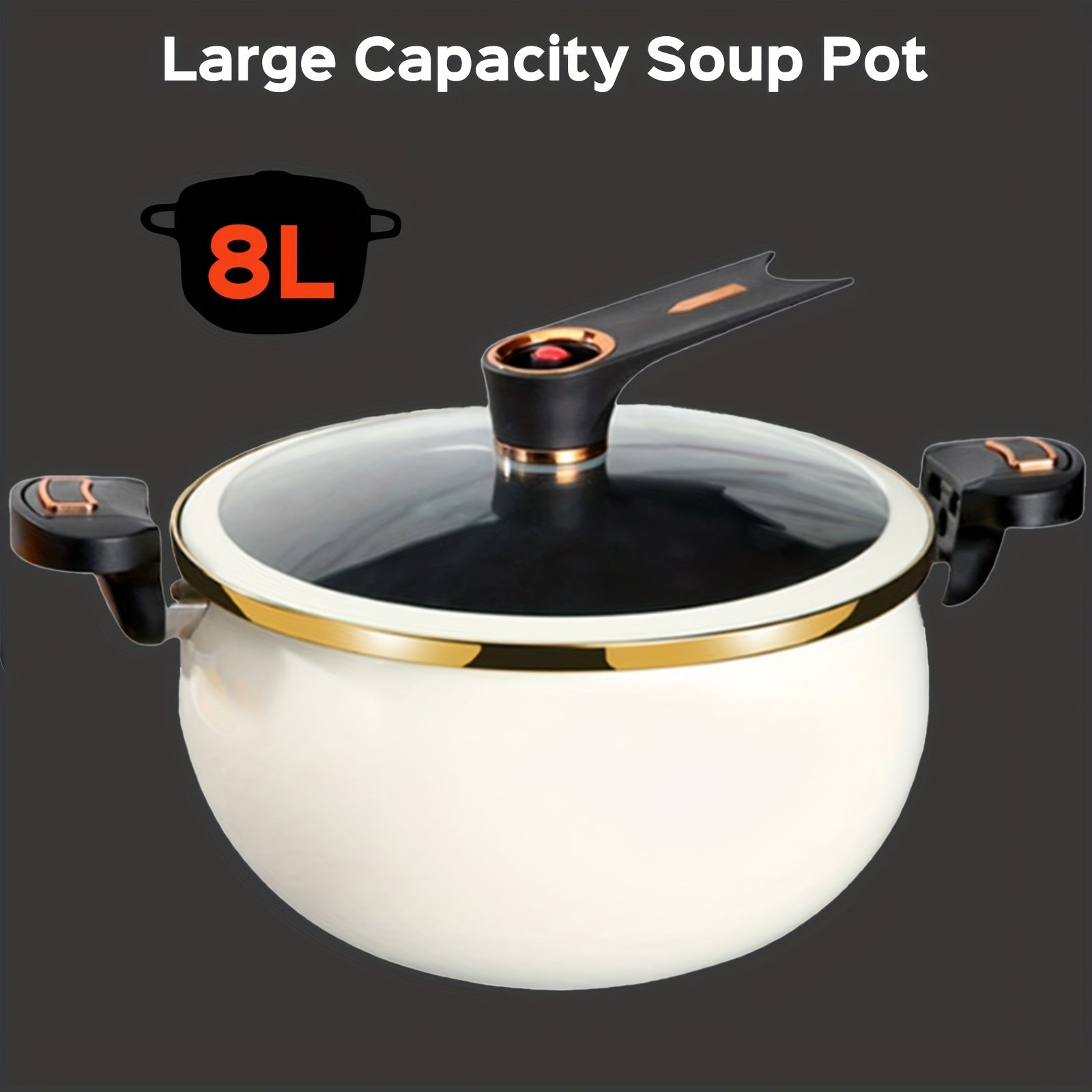 Pentola per zuppe multifunzionale da 8L di grande capacità, 28cm/11in, adatta per cucinare e stufare, compatibile con fornelli a gas e a induzione.