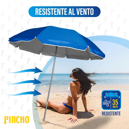Ombrello da Spiaggia Pieghevole da 180CM, UV50+ Leggero 1,5kg, Ideale per Moto, Bici e Campeggio, Asta in Acciaio Resistente al Vento con Borsa da Trasporto