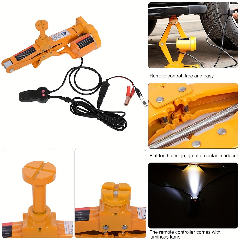 Cric a forbice da 3 tonnellate elettrico per auto, kit da 12V CC, kit di attrezzi per martinetto per pneumatici, martinetto a carrello con sollevamento manuale a risparmio di fatica per auto, SUV, furgone, riparazione e cambio pneumatici, kit di emergenza
