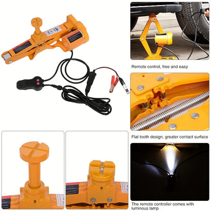 Cric a forbice da 3 tonnellate elettrico per auto, kit da 12V CC, kit di attrezzi per martinetto per pneumatici, martinetto a carrello con sollevamento manuale a risparmio di fatica per auto, SUV, furgone, riparazione e cambio pneumatici, kit di emergenza