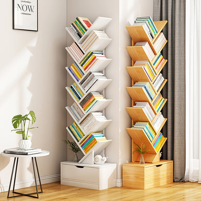 Libreria a Forma di Albero - Libreria Moderna a 14 Ripiani dal Pavimento al Soffitto, Realizzata in Materiale Legnoso Alto, Ideale per Conservare CD/Film/Libri. Libreria Pratica Adatta per Camere da Letto, Soggiorni e Uffici Domestici