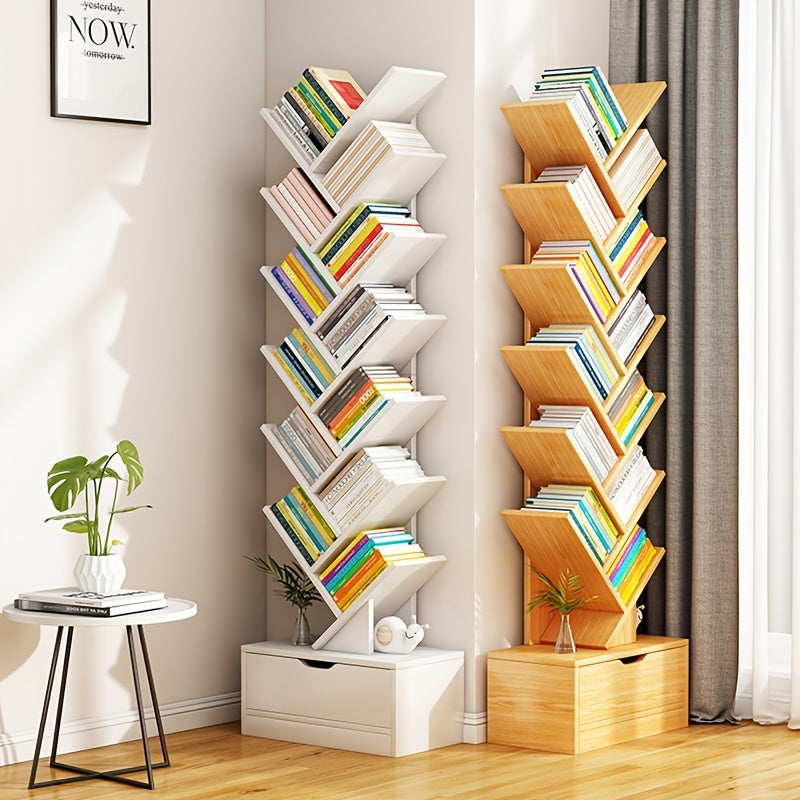 Libreria a Forma di Albero - Libreria Moderna a 14 Ripiani dal Pavimento al Soffitto, Realizzata in Materiale Legnoso Alto, Ideale per Conservare CD/Film/Libri. Libreria Pratica Adatta per Camere da Letto, Soggiorni e Uffici Domestici