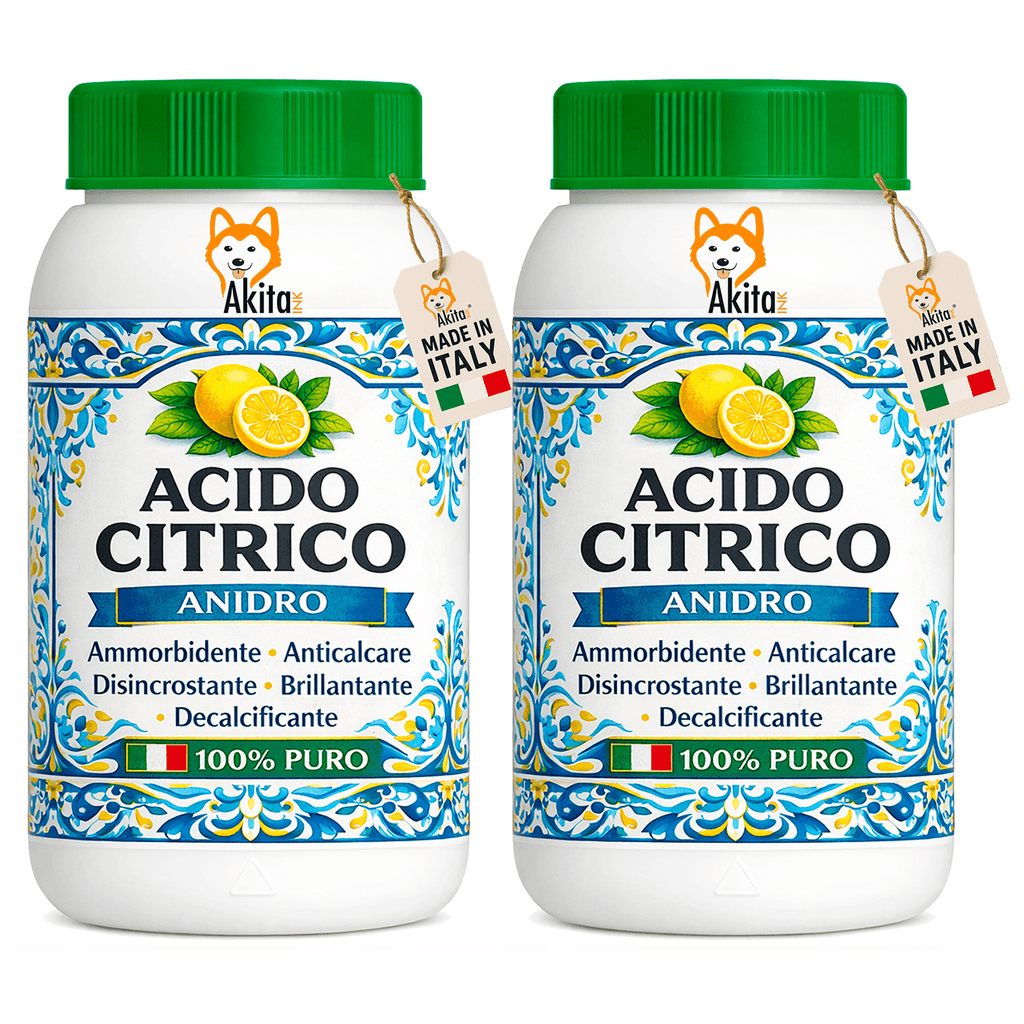 Akitaink Acido Citrico in Polvere, Multiuso per Pulizia e Igiene della Casa: Ammorbidente, Anticalcare, Brillantante, Disincrostante, Decalcificante - 2 kg