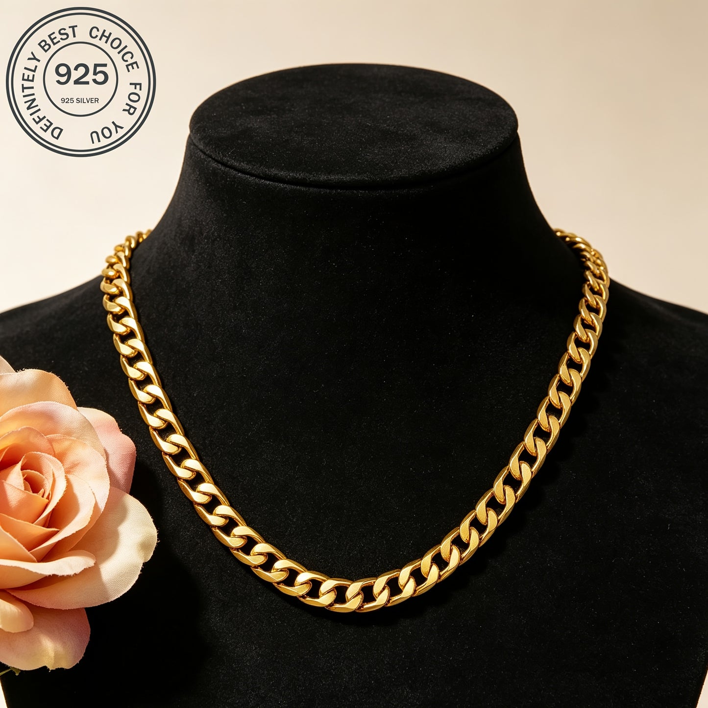 Collana a catena cubana in argento 925, Grammage 15.5G/18.5G/20.6G, Contenuto argentato 9.3G/11.1G/12.36G, Elegante e facile da indossare, Adatta per l'uso quotidiano, Fornita con una confezione regalo di lusso