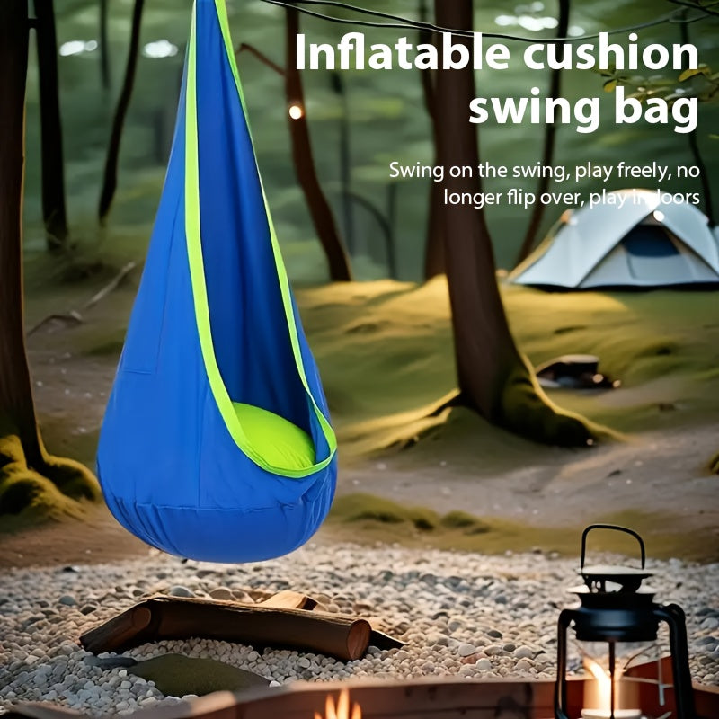 1 pz. Sacco Amaca Gonfiabile con Cuscino, Sedia Amaca Sospesa con Cuscino Gonfiabile, con Viti di Espansione Cilindriche, Cinghie e Altre Aggiunte, Ideale per Relax o Gioco Indoor/Outdoor