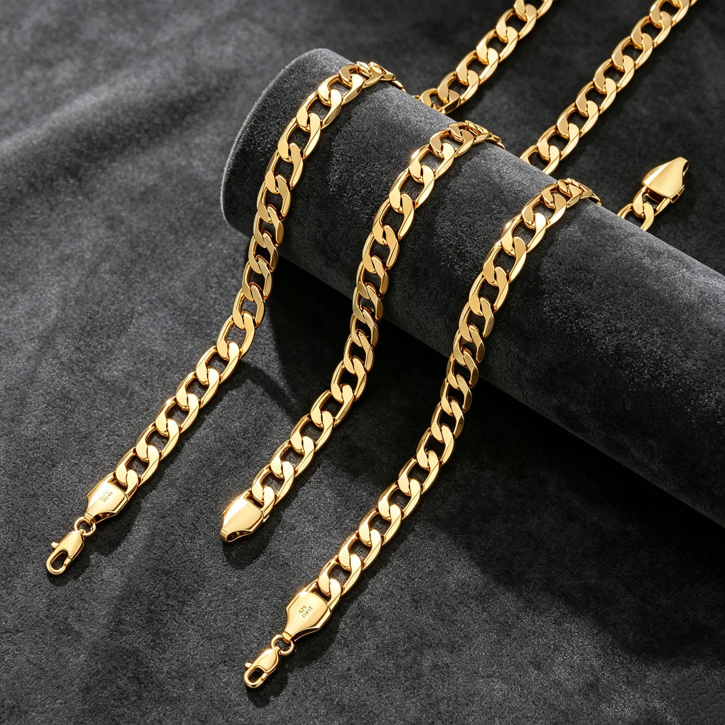 Magazzino Locale, Argento 925, Set Due Pezzi Dorato (Bracciale, Collana), Grammage Argentato 10G, Stile Hip Hop Street, Regalo Perfetto, Bellissima Confezione Regalo Offerta