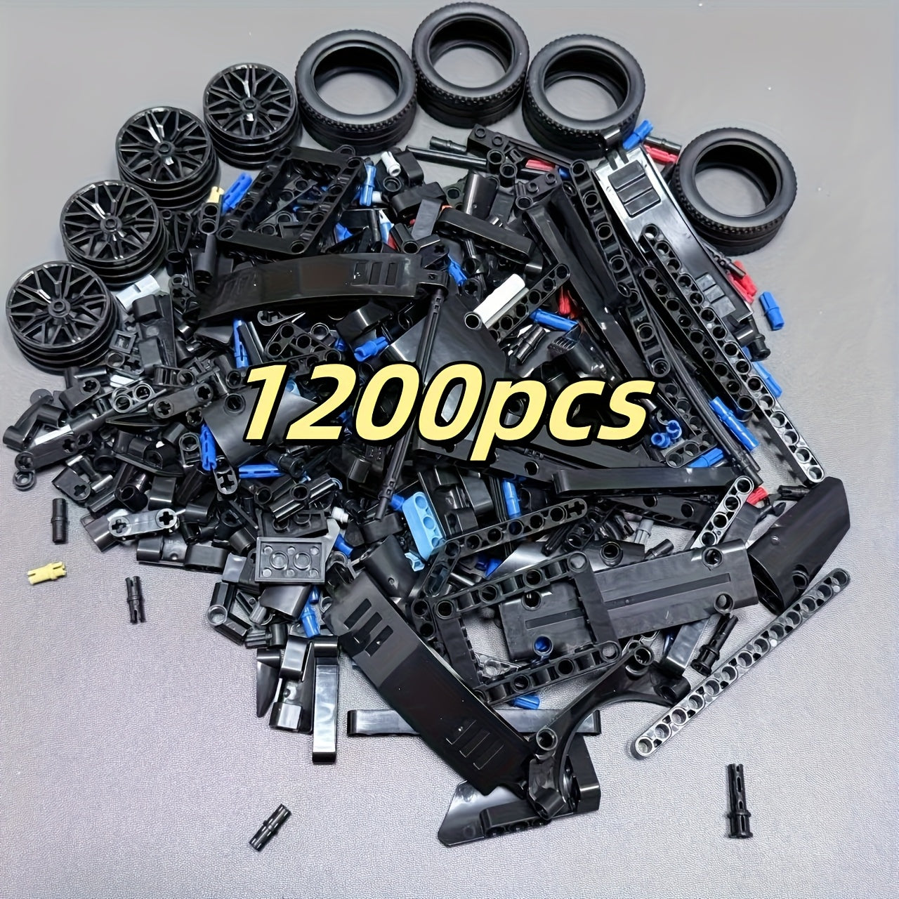 Kit di blocchi di costruzione tecnologici meccanici da 1200 pezzi, accessori per mattoni sfusi di piccole particelle (Trave forata/Braccio sottile/Braccio spesso/Bullone di collegamento/Pneumatico), decorazione per la camera da letto di casa, regalo perfe