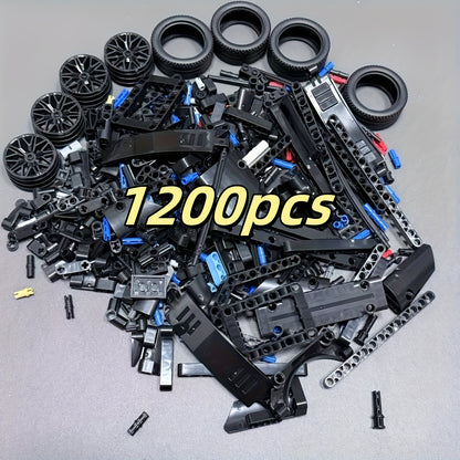 Kit di blocchi di costruzione tecnologici meccanici da 1200 pezzi, accessori per mattoni sfusi di piccole particelle (Trave forata/Braccio sottile/Braccio spesso/Bullone di collegamento/Pneumatico), decorazione per la camera da letto di casa, regalo perfe