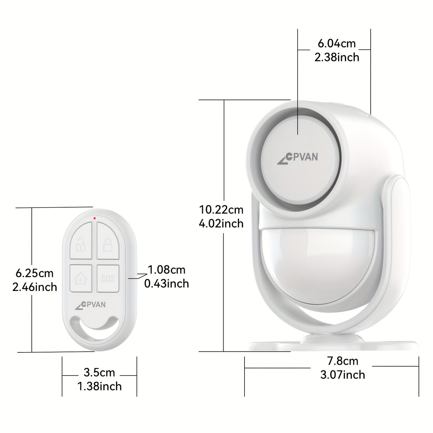 Sistema di allarme con sensore di movimento, telecomando e sirena - 125dB ad alto volume antifurto adatto per casa, camper, garage, auto, ufficio, appartamento - Pannello di allarme da porta/parete (nessun cablaggio richiesto)