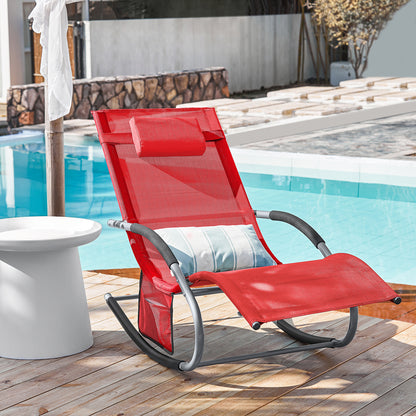 1 Pezzo Lettino Prendisole Lettino da Giardino Sdraio Relax Sedia a Dondolo da Esterno con Cuscino Poggiatesta Superficie Ergonomica Tessuto Resistente agli Agenti Atmosferici Struttura in Metallo Tasca Laterale Portata Massima 150 kg Terrazza Balcone Gia