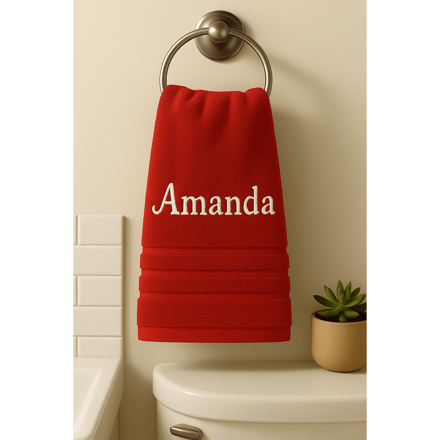 Asciugamano da Bagno Personalizzato con Nome - Ricamo Elegante, Asciugamano in Cotone Su Misura