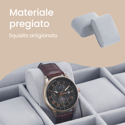 Scatola per Orologi, con Serratura, Custodia, Organizer, con 24 Scomparti, Coperchio in Vetro, PU