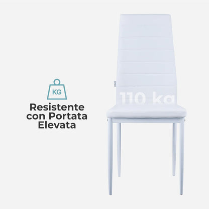 Baroni Home Set di 4 Sedie da Pranzo con Schienale Alto e Seduta Ergonomica con Cuciture Decorative, Sedie Eleganti Imbottite in Ecopelle o velluto con Struttura in Acciaio, 40X48X96 cm