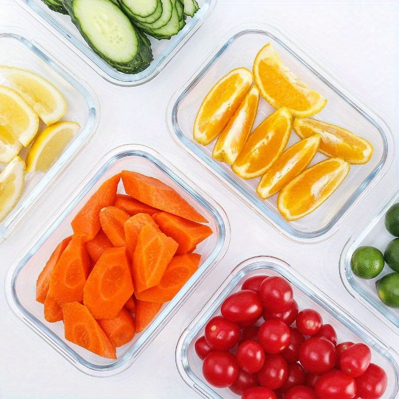 Confezione da 10, Contenitori in vetro da 22 Oz per preparazione pasti, Contenitori in vetro per alimenti con coperchi, Contenitori in vetro per pranzo, Adatti a microonde, forno, congelatore e lavastoviglie