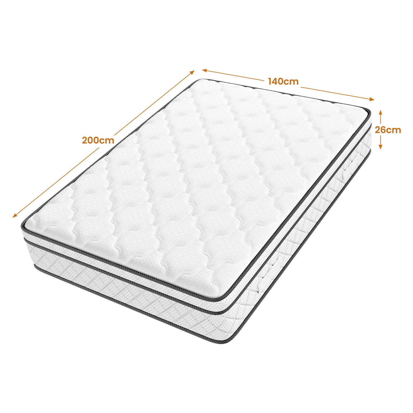 Materasso Ibrido con Schiuma Traspirante e Molle a Sacchetta Individuali - Collezione Classica Box Top di Media Fermezza