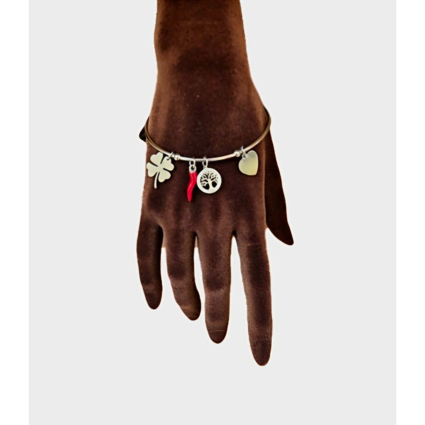 Bracciale donna rigido con corno Portafortuna