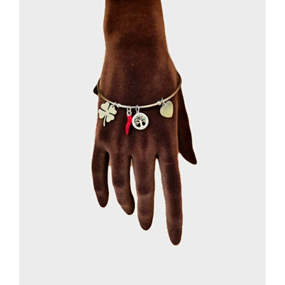 Bracciale donna rigido con corno Portafortuna