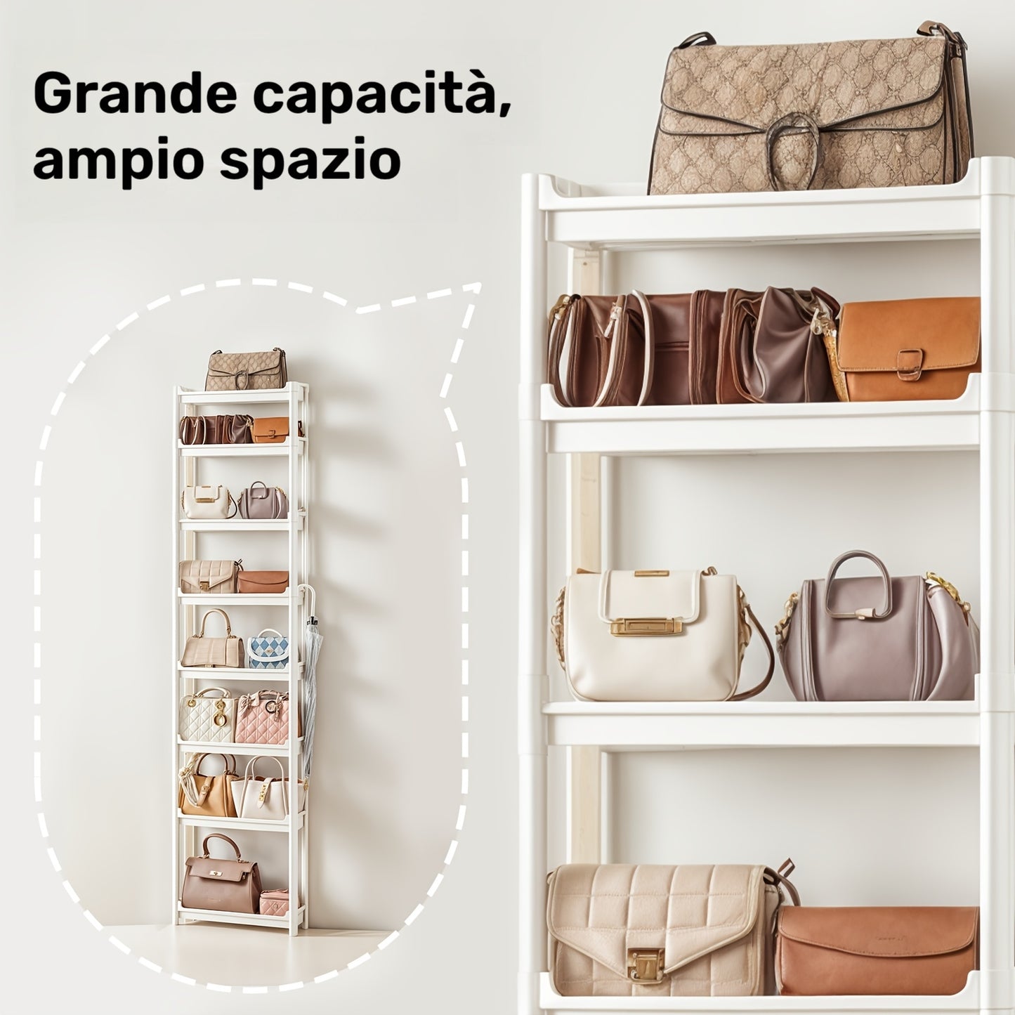 Scaffale da bagno ultra sottile a 8 ripiani, progettato per riporre articoli da toeletta e carta igienica, adatto a vari scenari di stoccaggio in bagno, Ripiani