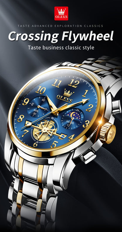 OLEVS Orologi da Uomo Classici Business Dress Analogico Quarzo Quadrante Digitale Orologio da Uomo Moda Lusso Bracciale in Acciaio Inossidabile Luminoso con Calendario Orologio da Polso da Uomo Regali Romantici Relojes De Hombre Quadrante Blu/Nero/Bianco/