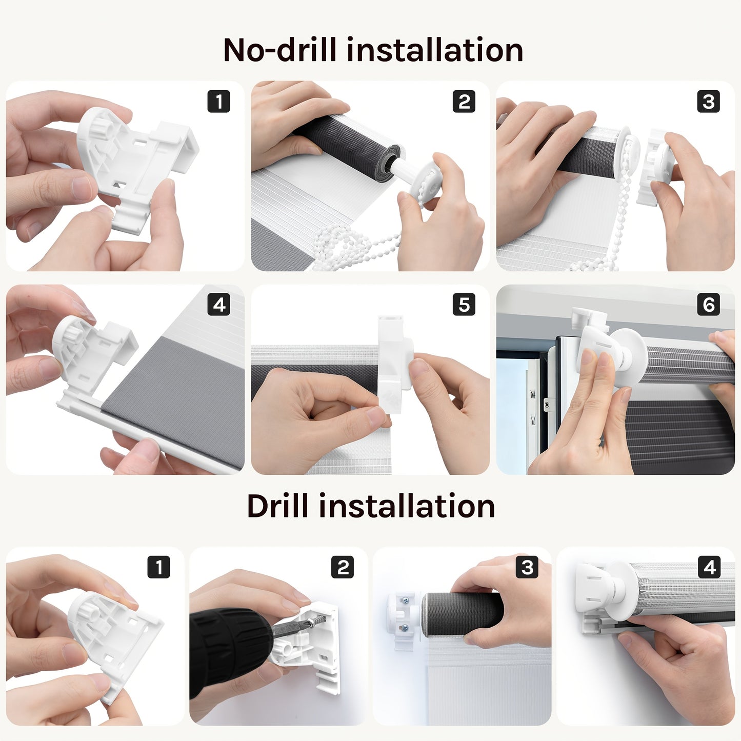 1 pz, Tenda a rullo a doppia sponda, Tenda a doppio strato senza fori, Oscurante, Resistente al sole e termoisolante, Luce regolabile, Adatta per camera da letto, soggiorno, cucina, bagno, ufficio, studio, balcone, decorazione domestica