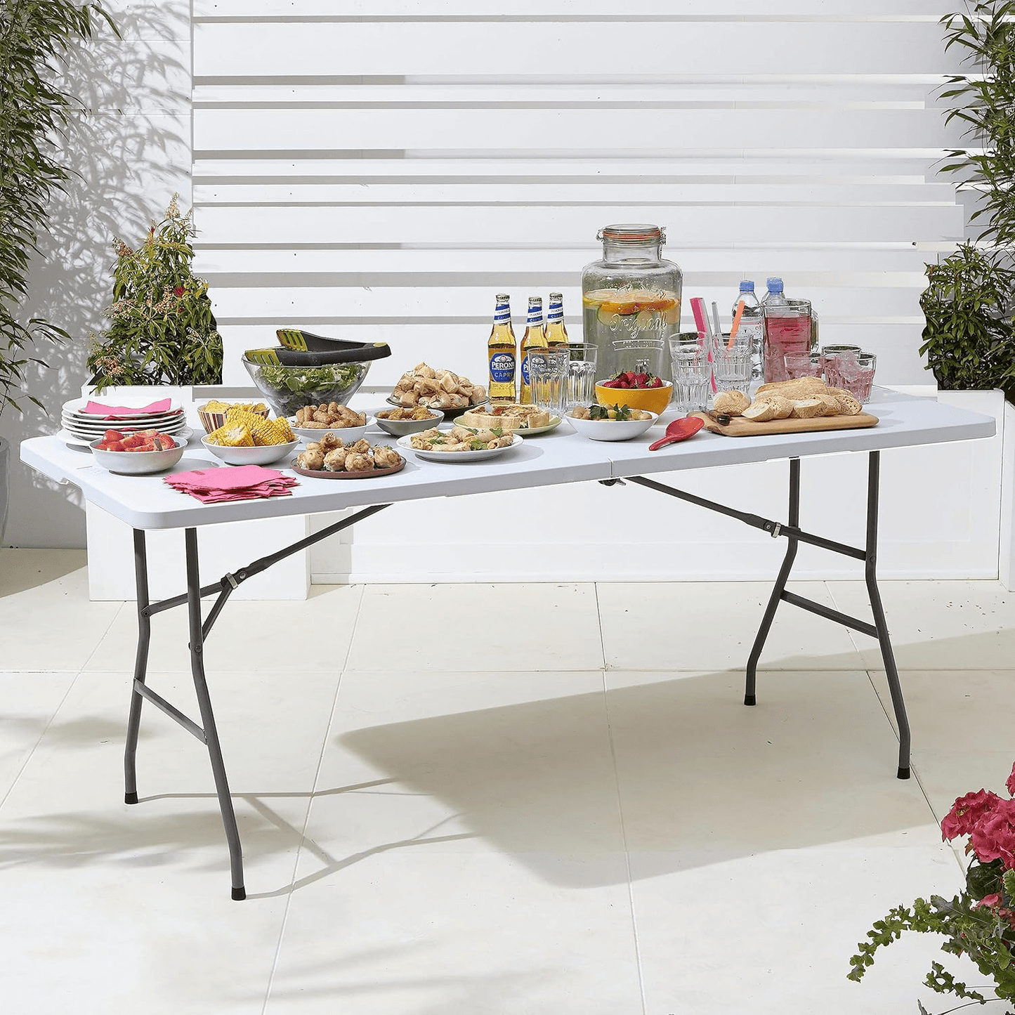 Tavolo Clori Richiudibile A Valigia 180x70x74cm Bianco
