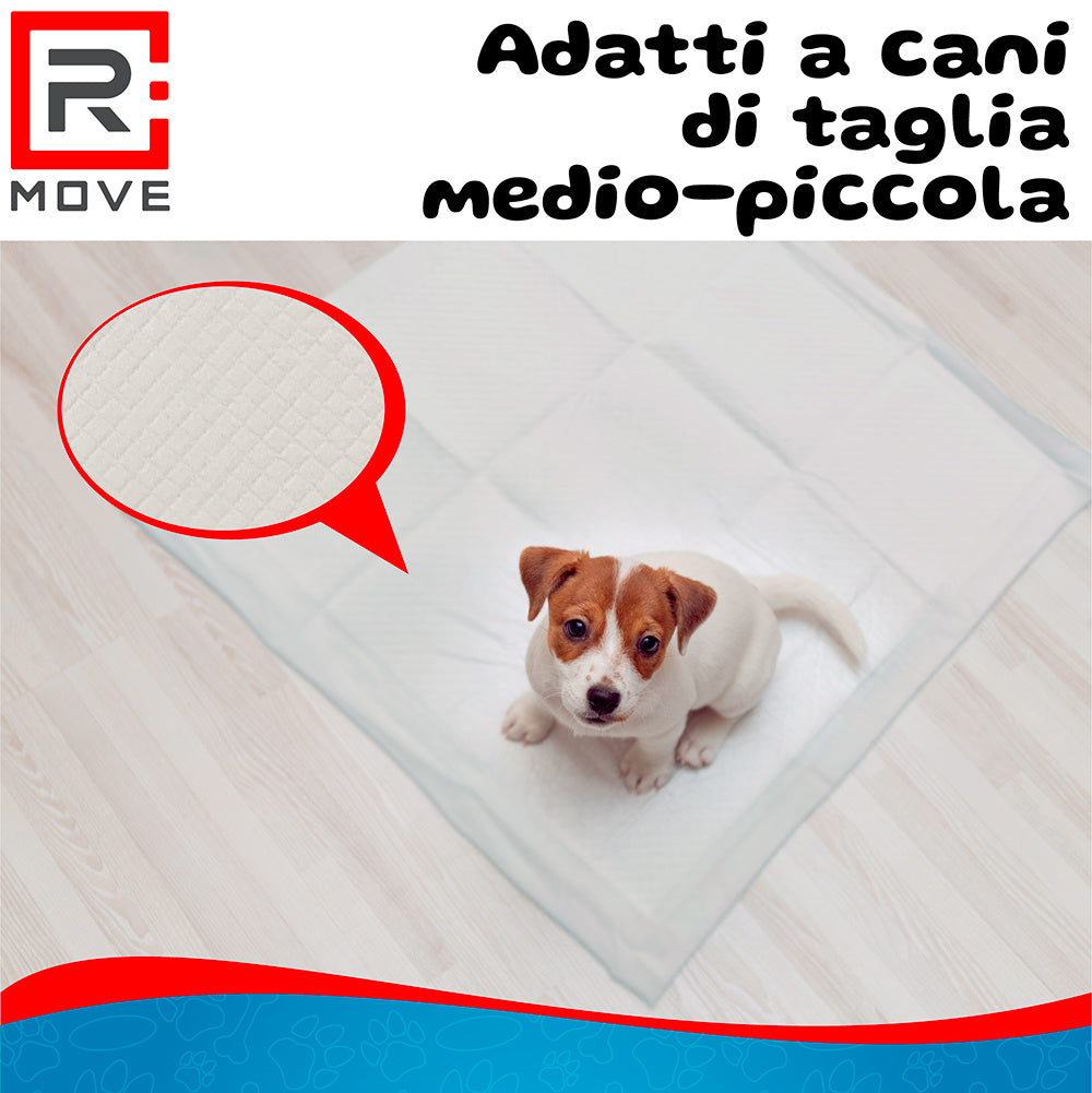 RMOVE 100 Traversine cane pipì 60x60 con adesivi - EXTRA Assorbenti con rivestimento antiodore (100 pz 60X60 cm)