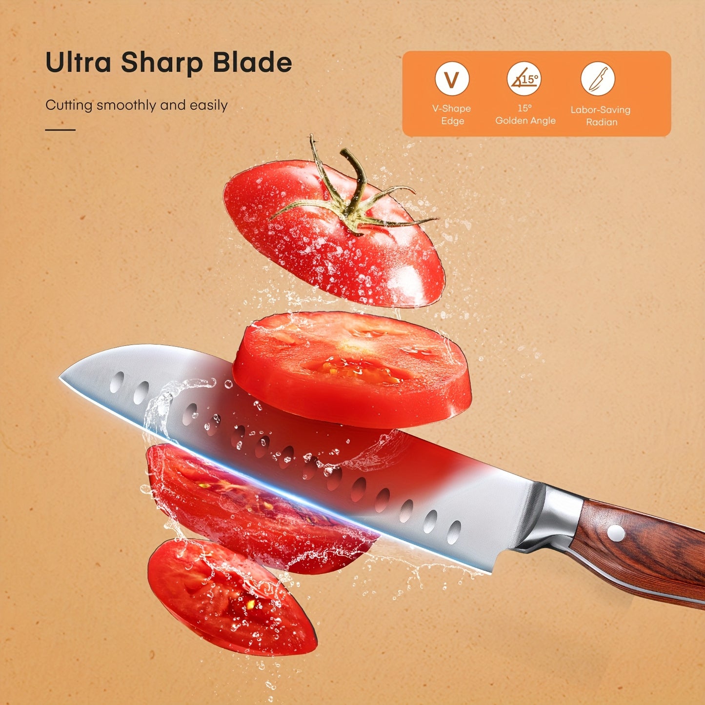 16 pezzi di accessori da cucina, set da cucina, articoli da cucina, con manico in legno, set in acciaio inossidabile con blocco in legno, elettrodomestici e accessori da cucina professionali con affilacoltelli, regalo di Natale ideale per mamma, amica, ma