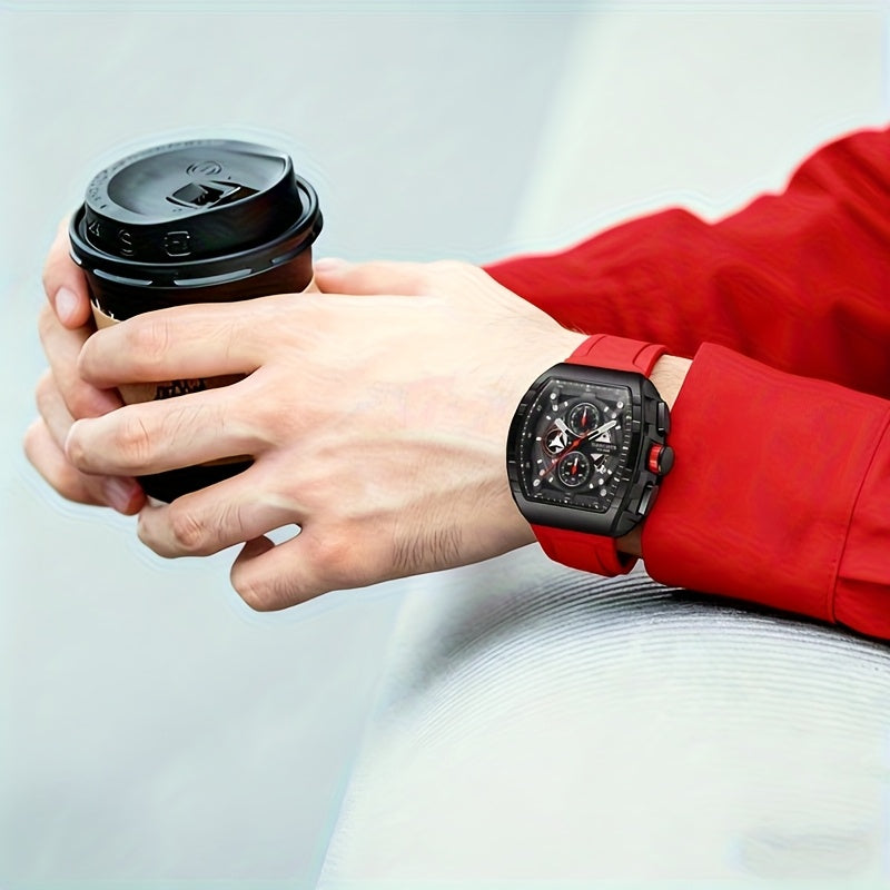 Orologi da polso da uomo H, movimento al quarzo ad alta precisione, cinturino in silicone, impermeabile, calendario, design multifunzionale, orologi da uomo eleganti