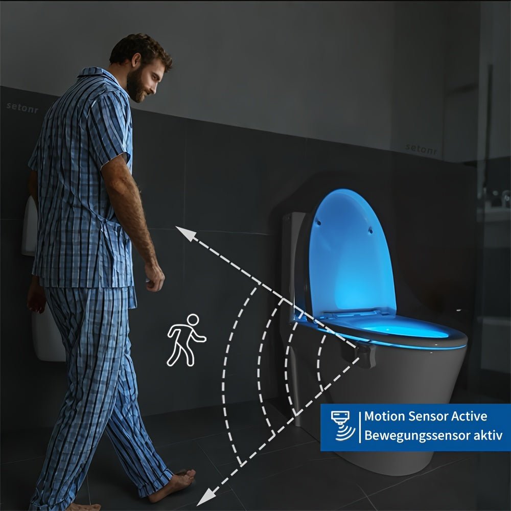 Setonr 1/2 pz Luce LED per WC a 16 Colori con Sensore di Movimento Umano, Luce Notturna per Interno Vasca WC, Regalo di Natale per Bagno