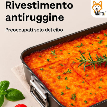 AKITAInk Set 4 Teglie Antiaderenti 20-25-30-35 cm | Alluminio, Cottura Uniforme, Bordo Alto, Lavabili in Lavastoviglie, Senza Grassi per Pizze e Torte Made in Italy