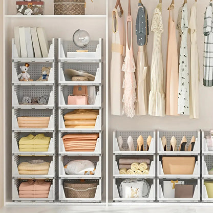 4 Cesti Pieghevoli Porta Abiti, Organizer per Cassetti in Plastica per Cucina, Bagno e Armadi da Ufficio - La Scelta Perfetta per il Labor Day. Cesto per la Bucata, un Organizer Multifunzionale per Armadio, una Soluzione Salvaspazio per Piccoli Spazi