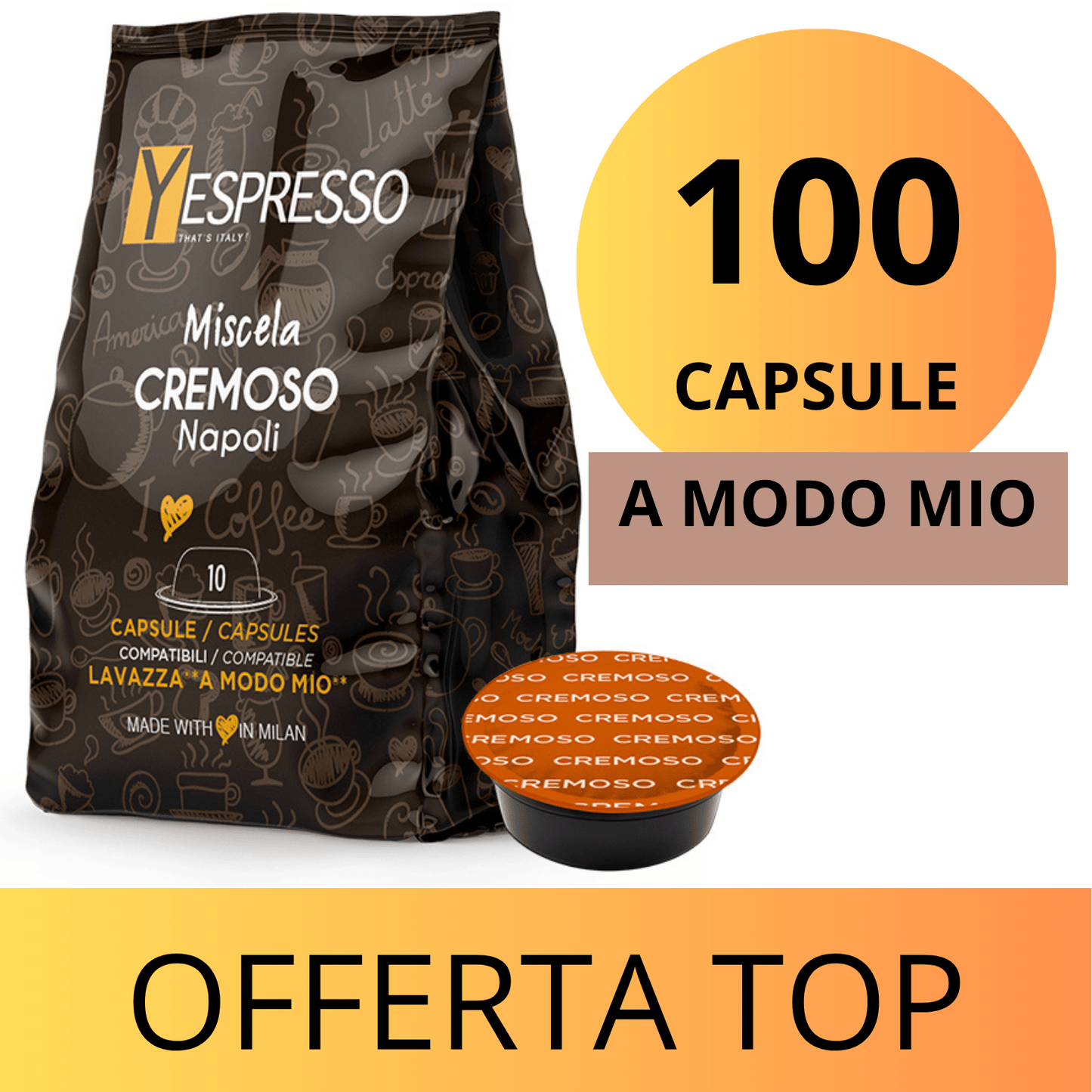 100 Capsule LAVAZZA A MODO MIO CREMOSO compatibili
