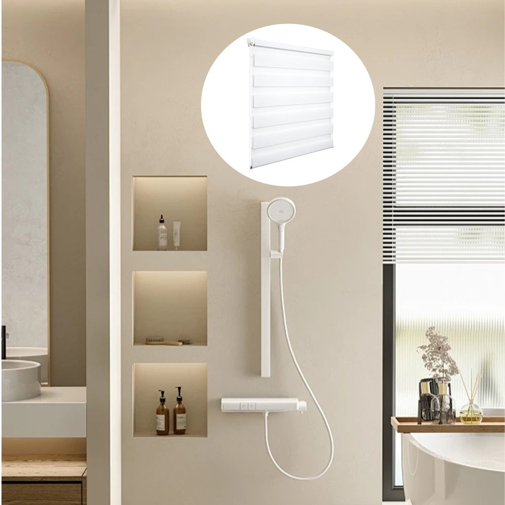 2 pezzi, Tende Doppie, Tende a Rullo Ombreggianti Doppie, Senza Foratura con Fissaggio a Morsetto, Trasparenti, Oscuranti, Regolazione della Luce, Decorazione Domestica, Tende per Camera da Letto Cucina Bagno Soggiorno, Facili da Pulire