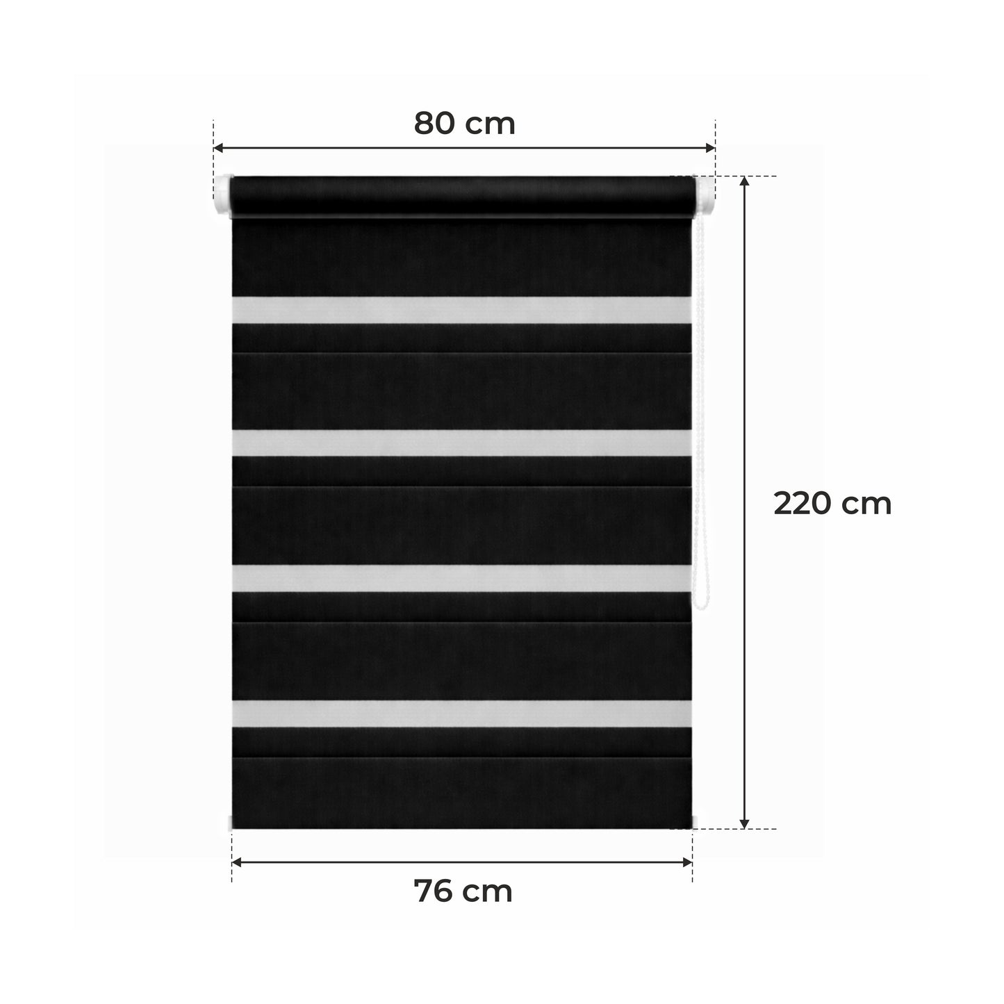Rullo Giorno e Notte - NERO - 32 Misure - BOJANEK DAY & NIGHT - Non invasivo sulla finestra, installazione senza foratura, regolazione della catena, staffe regolabili per diverse spessori di finestre, design moderno, protezione da luce e privacy, ideale p
