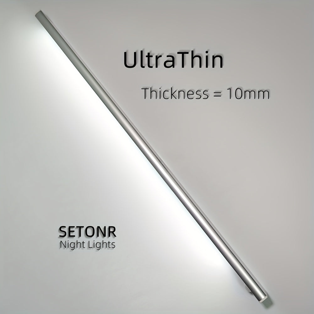 Luci a LED sottopensile Setonr con involucro in lega di alluminio, luce a sensore di movimento a batteria ricaricabile per uso interno, luci per armadio magnetiche dimmerabili, illuminazione senza fili sottopiano per cucina, scale, camera da letto, soggio