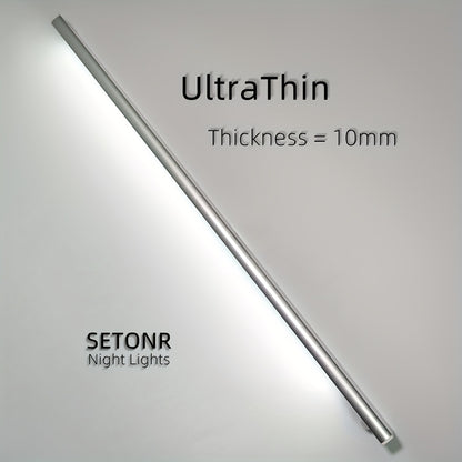 Luci a LED sottopensile Setonr con involucro in lega di alluminio, luce a sensore di movimento a batteria ricaricabile per uso interno, luci per armadio magnetiche dimmerabili, illuminazione senza fili sottopiano per cucina, scale, camera da letto, soggio