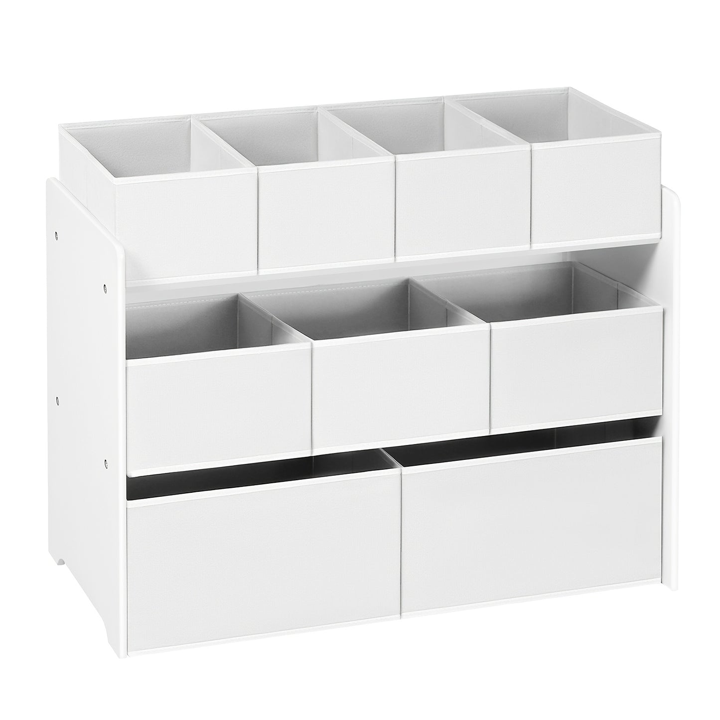 Armadio portaoggetti a 1 pezzo con cassetti, ripiano pratico, forniture per riporre, può essere usato come libreria, scaffale di stoccaggio, scaffale a tre livelli con più cassetti, scatola di stoccaggio in tessuto non tessuto, camera da letto, sala gioch