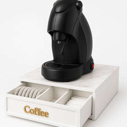 Cecaro Group Porta Cialde in Bambù con Cassetto (3 Scomparti) – Organizer Elegante per Cialde, Capsule e Tisane